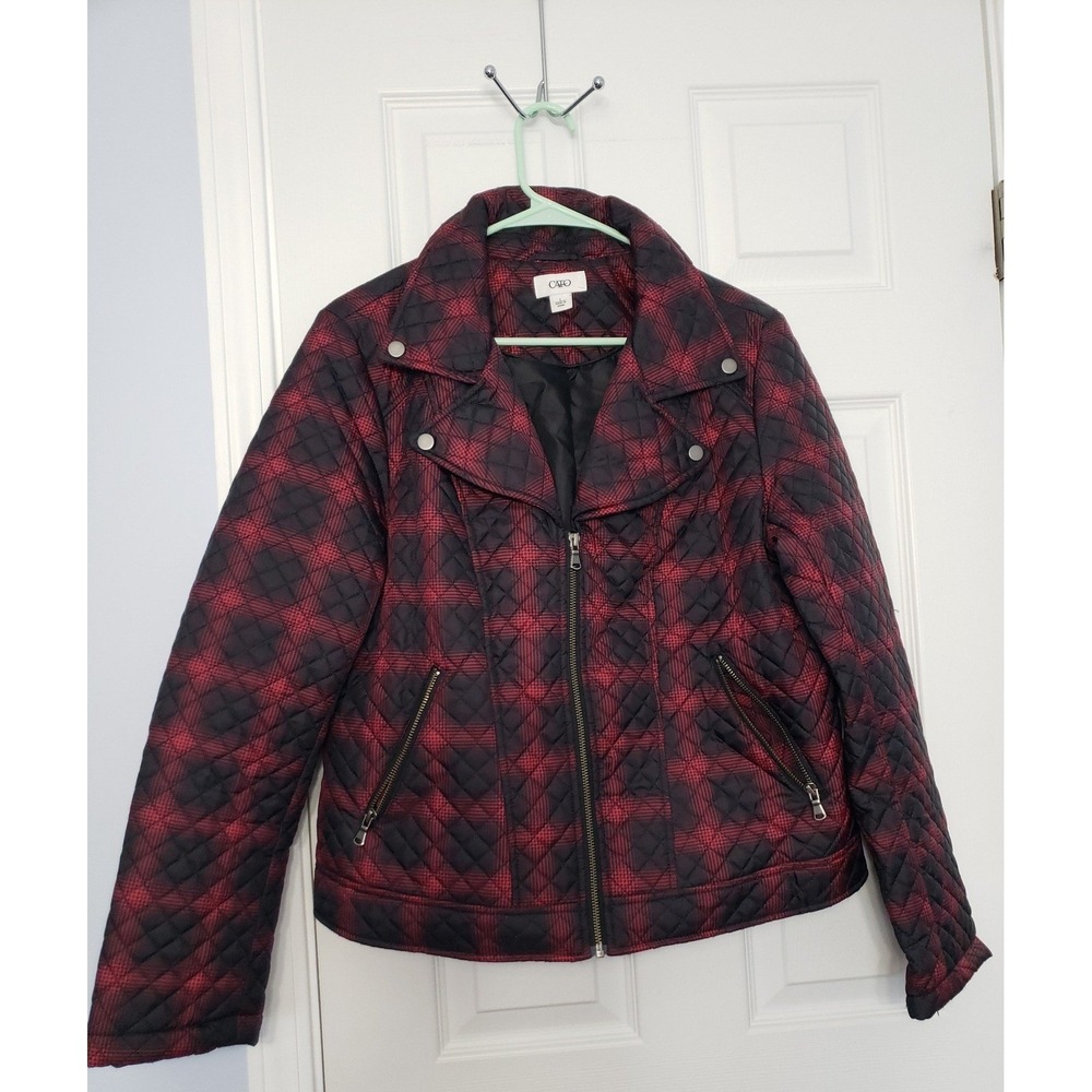 Cato Womans Puffer Jacket Light Weight Size Large Red & Black.